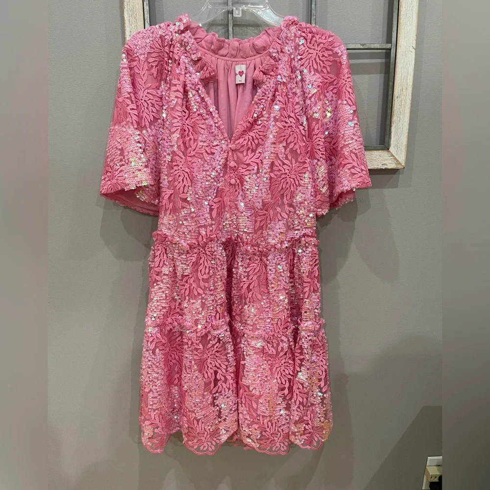 Pink Sequin Mini Dress - Picture 3 of 16